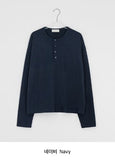 [unisex] Yansa Henley Neck Long Sleeve Tee
