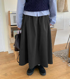 Lovey pin tuck cotton banding long skirt