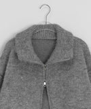 Jingb High Neck Wool Knit Zip-Up Cardigan