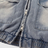 Casual Street Boa Fur Lining Warm Hood Denim Jacket