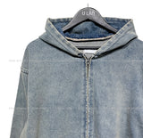 light washed denim hooded jacket