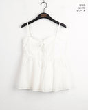 Punch lace ribbon heart neck strap layered sleeveless