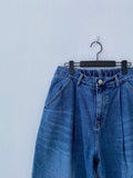 City One-Tuck Semi Balloon Fit Blue Medium Blue Denim Pants