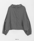 Nyuem Color Nylon Hood Crop Jumper