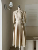 Rebbe Jacquard Collar Pleated One Piece (Belt set)