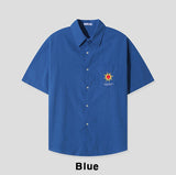 Britain embroidery linen half shirt