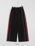 [unisex] Yukota banding string side pin tuck color matching brushed jogger pants