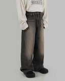 Mud washed wide jeans
