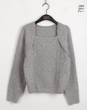 Baba Cable Bolero Square Neck Long Sleeve Knit