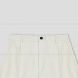 Solid one-tuck wide cotton pants