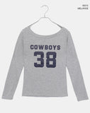 Nell Number Print One Off-Shoulder Long-Sleeve T-Shirt