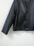 Collarless Crop Leather Jacket