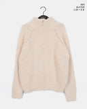 Gicle loose fit half zip-up boucle knit