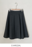 Shalon Unbalanced Pintuck Wool Flare Skirt