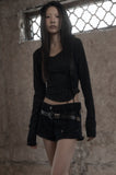 [mnem] Diamond Neck Corset Hoodie