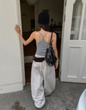 Oat herringbone side pintuck balloon pants
