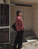 Dino loose fit check shirt