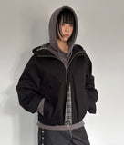 CHECK CONTRAST HOOD JUMPER