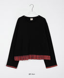 [BAONHAUS] Mebeuni Check Frill Layered Long Sleeve Tee