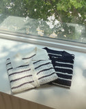 Seden Stripe Half-Button Collar Cool Knit