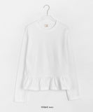 [BAONHAUS] Remuse Cotton Round Frill Long Sleeve Tee