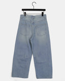 Nian incision washed wide denim pants