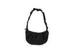 Blan Dot Shirred Half Moon Shoulder Bag