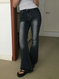 [Pelvic Pad] Pet Washing High Waist Denim Bootcut Pants