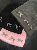Monet Beads Ribbon Ballet Core Ribbed Beanie Hat