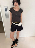 (NON-FADE) RAW DENIM SHORTS