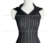 Pie knit hood sleeveless