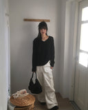 [MADE] Bart V-neck cable net punching knit