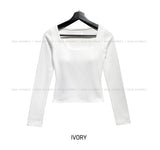 [U-BASIC] Tena Square Basic Long Sleeve T-shirt (with cup)