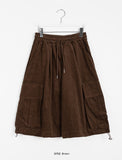 Corody Banding String Corduroy Cargo Bermuda Pants