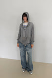 TWISTED KNIT HOOD ZIP-UP
