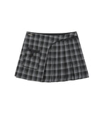 Pocket layered check skirt