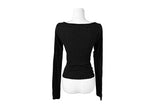 Yua Dots U-Neck Slim Crop Long Sleeve T-Shirt