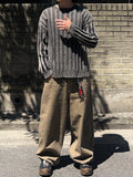 Pigment Washed Damage Ribbed Knit