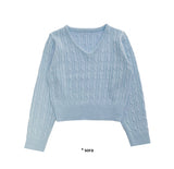 V-NECK CABLE CROP KNIT