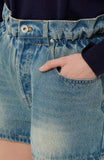 Flower Half Denim Pants