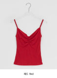 Orr Eyelet Punching Shirring V-Neck Strap Sleeveless