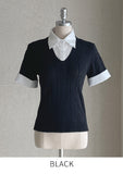 Yulepi Color Matching Shirt Cable Knit