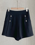 Tiamo Linen High Waist Double Button Shorts