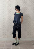 STRIPE HALTER FRILL TEE