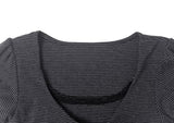 Asso Stripe Lace Puff Bolero Slim Short Sleeve T-Shirt