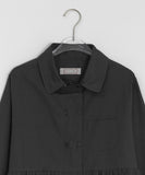 [BAONHAUS] Builder Collar Button Shirring Long Sleeve Blouse