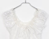 Shua lace punching ribbon puff blouse
