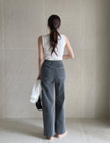 French Span Wide Denim Pants