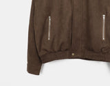 Shy Suede No-Collars Snap Button Zipper Pocket Blouson Jacket