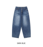Wiz Button Washed Balloon Denim Pants